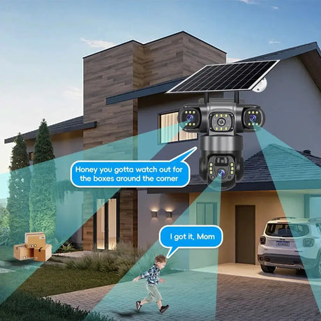 V380PRO 3 Lens WiFi Solar Camera 15MP 360 Outdoor Waterproof CCTV Night Vision - stepyours.com