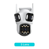 Three Lens PTZ IP Camera Outdoor WiFi Security Auto Tracking Three Screen App by stepyours.com