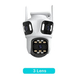 Three Lens PTZ IP Camera Outdoor HD WiFi Security Auto Tracking CCTV Hooks - stepyours.com