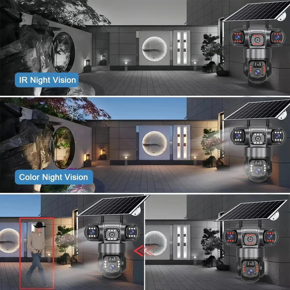 2 Pack Outdoor Security Camera System - 15MP Triple Lens 4G Solar Auto Tracking - stepyours.com