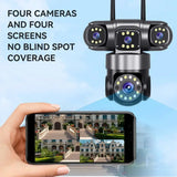 10K 20MP Outdoor WiFi Security Camera 360 Degree PTZ With 4 Lenses And 16X Zoom - stepyours.com