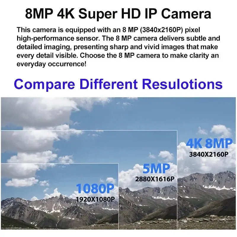 4K 8MP POE Outdoor Security Camera With Night Vision IP66 Weatherproof Bullet - stepyours.com