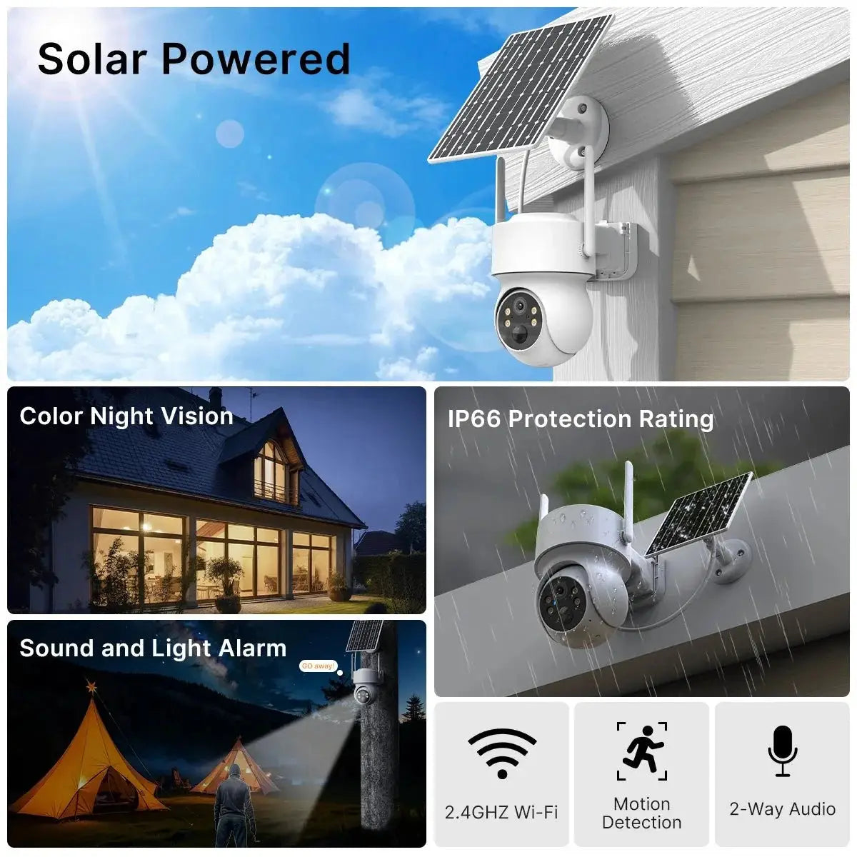 WiFi PTZ Solar Outdoor Camera 3MP 355 Pan 90 Tilt With iCsee App - stepyours.com