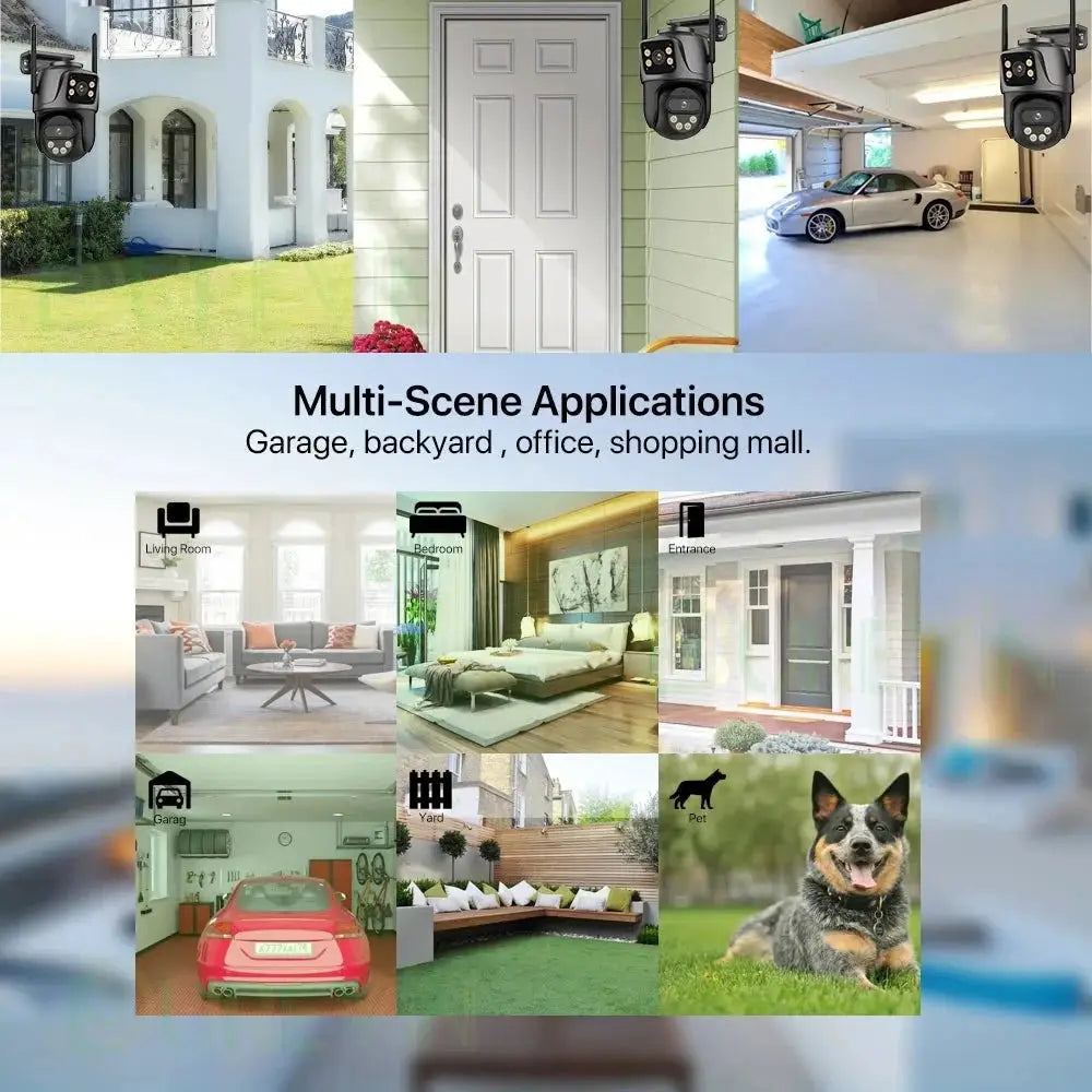 6K 9MP Outdoor Tri - Lens WiFi IP Camera - Auto Tracking And Dual Screen - stepyours.com