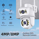 8MP 4K PTZ WiFi Outdoor Surveillance Camera AI Detection