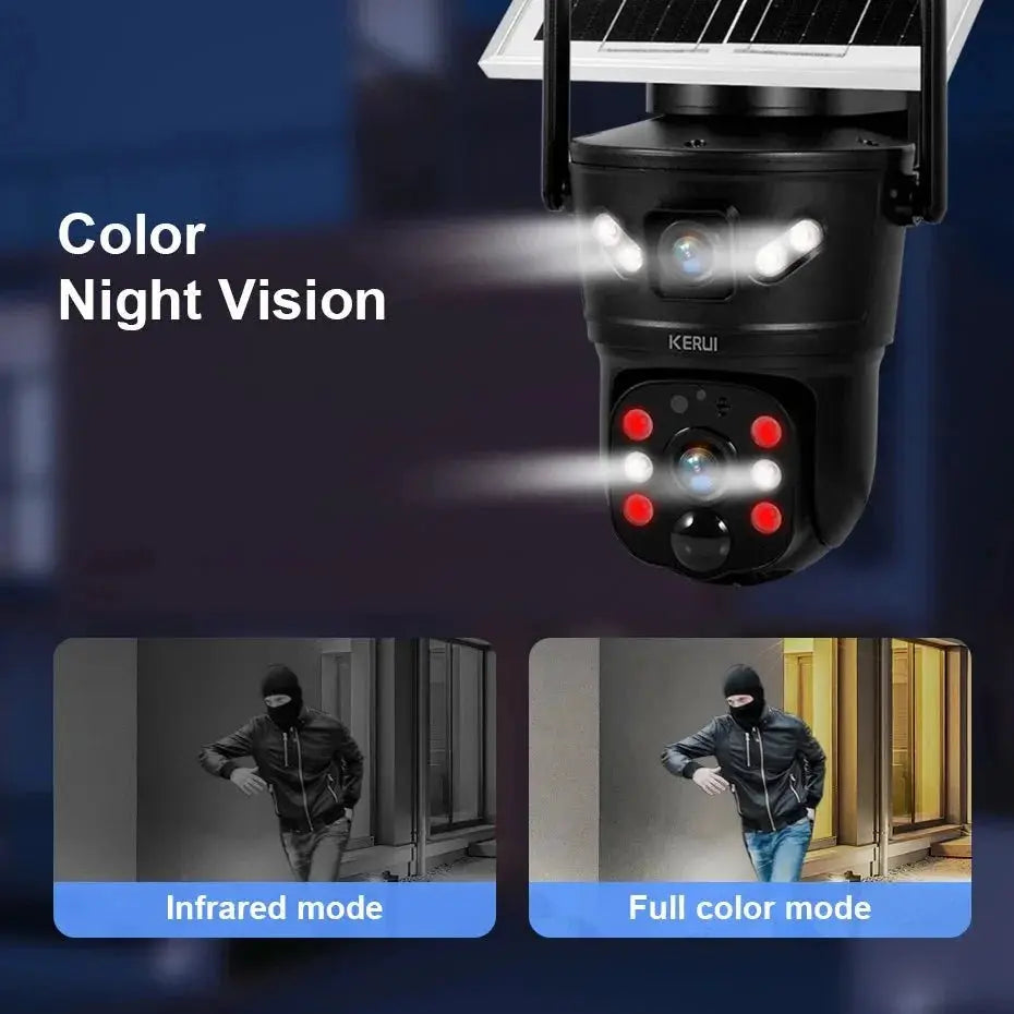 KERUI Outdoor Solar - Powered Dual - Lens Security Camera - 6MP 4G WiFi CCTV - stepyours.com