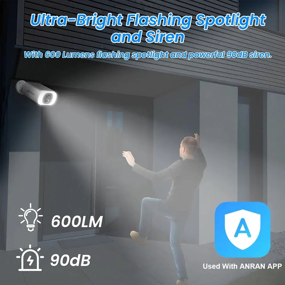 ANRAN Wireless Battery Solar Security Camera Floodlight Color Night Vision by stepyours.com