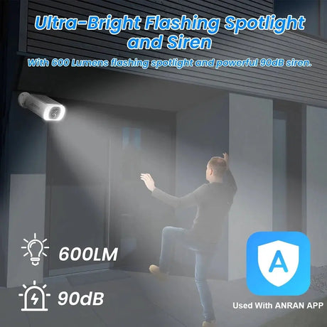 ANRAN 2K Solar Security Camera Wireless 2 4G WiFi Floodlight Color Night Vision - stepyours.com