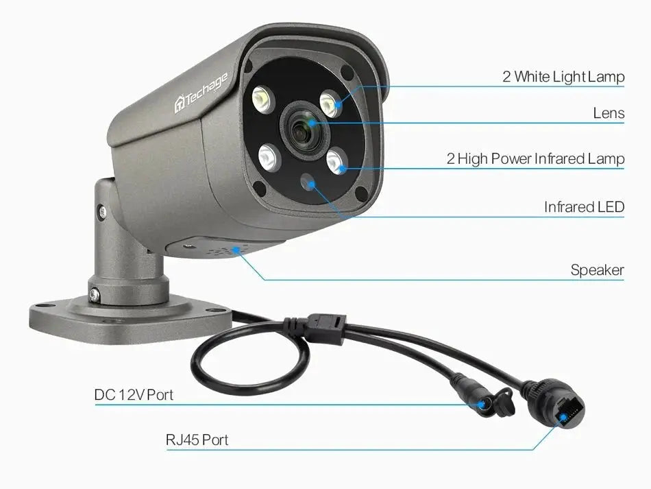 Techage AI PoE 4K Outdoor Security Camera With Two Way Audio For NVR - stepyours.com