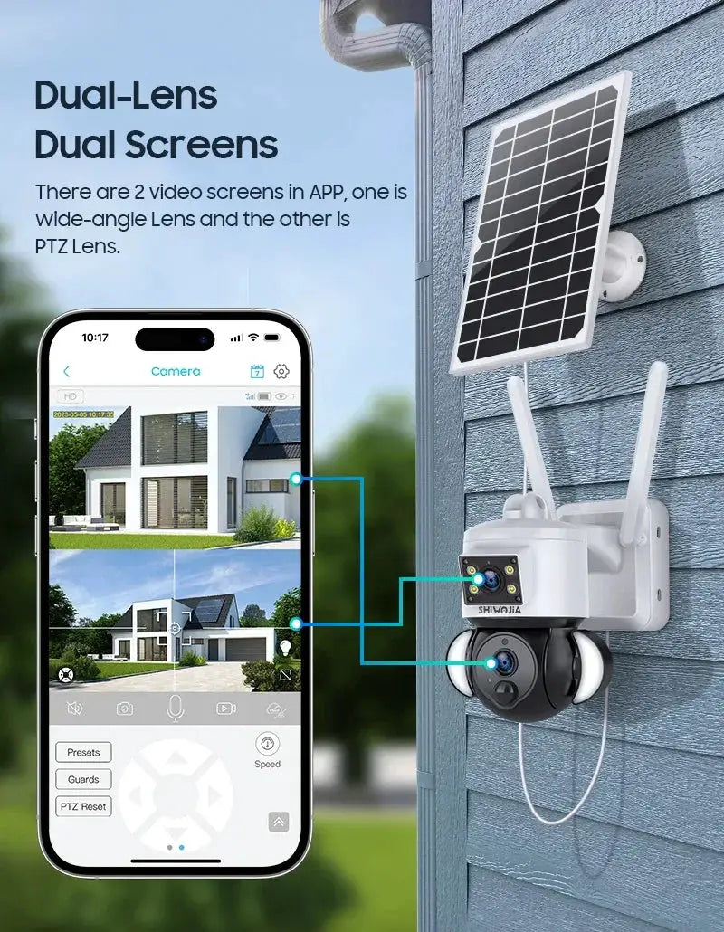 Shiwojia 6MP 4G Solar Security Camera Outdoor Surveillance