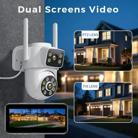 Hooked On 8MP 4K WiFi PTZ Camera Dual Lens Outdoor Security ICSEE App - stepyours.com