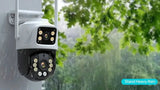 Dual Lens 360 Degree WiFi Camera IP66 Outdoor Security 8MP 4K PTZ - stepyours.com