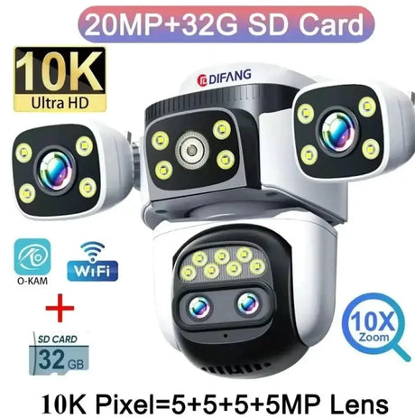 Smart Outdoor WiFi 6 Camera 20MP 10x Optical Zoom PTZ Auto Tracking Waterproof - stepyours.com