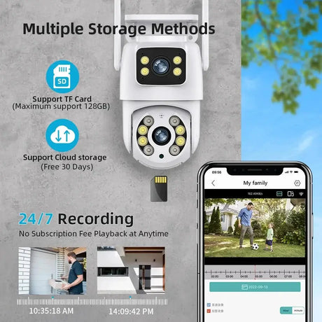 Tuya 8MP WiFi IP Camera PTZ Dual Lens Dual Screen Color Night Vision AI Alerts - stepyours.com