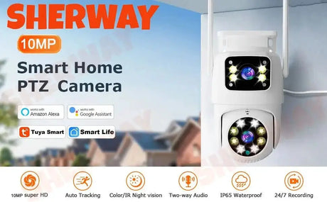 10MP Dual Lens Tuya WiFi Camera PTZ Outdoor 4K Security Camera With AI Tracking - stepyours.com