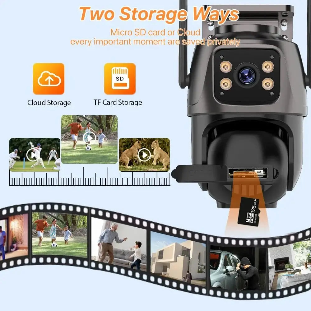 WONSDAR Dual Lens PTZ WiFi Camera Outdoor AI Security iCSee.add Hooks - stepyours.com