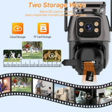WONSDAR Dual Lens PTZ WiFi Camera Outdoor AI Security iCSee.add Hooks - stepyours.com