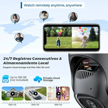 12MP 6K PTZ WiFi Outdoor Camera With 8X Zoom AI Human Detection Night Vision - stepyours.com