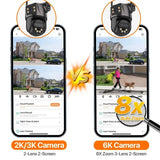 IP Camera 6K 9MP WiFi Outdoor Camera - 3 Lens Dual Screen PTZ With 8x Zoom - stepyours.com