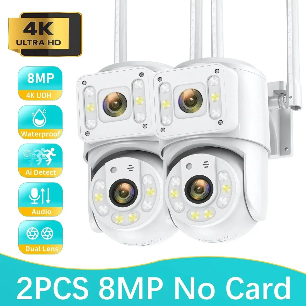 8MP Dual Lens Outdoor Security Camera With Night Vision