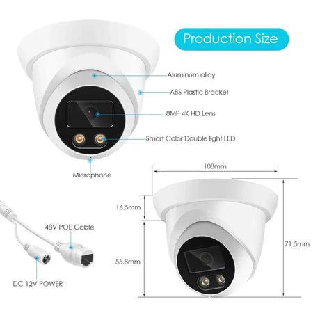 4K Outdoor IP Security Camera With Night Vision Access