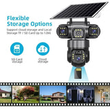 Solar Wireless Security Camera 12MP HD 3 Lens 10X Zoom IP66 Outdoor - stepyours.com