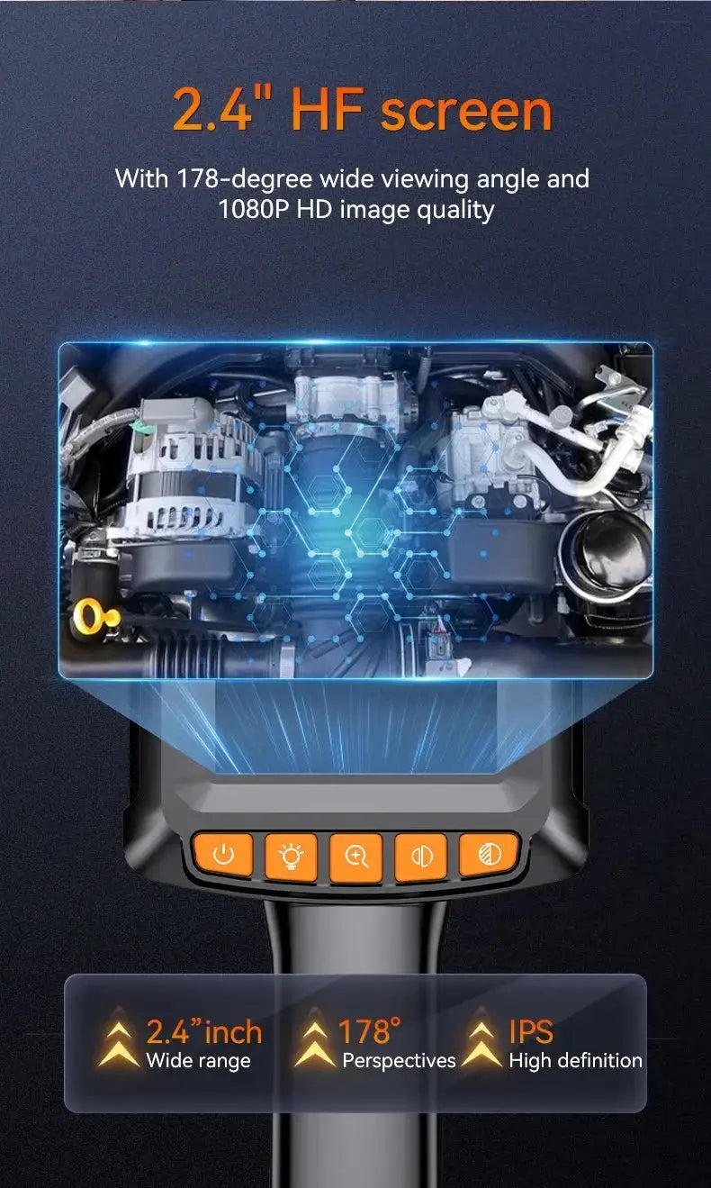 Industrial Endoscope Camera 2.4 Inch IPS LCD 1080P IP67 Waterproof Borescope - stepyours.com
