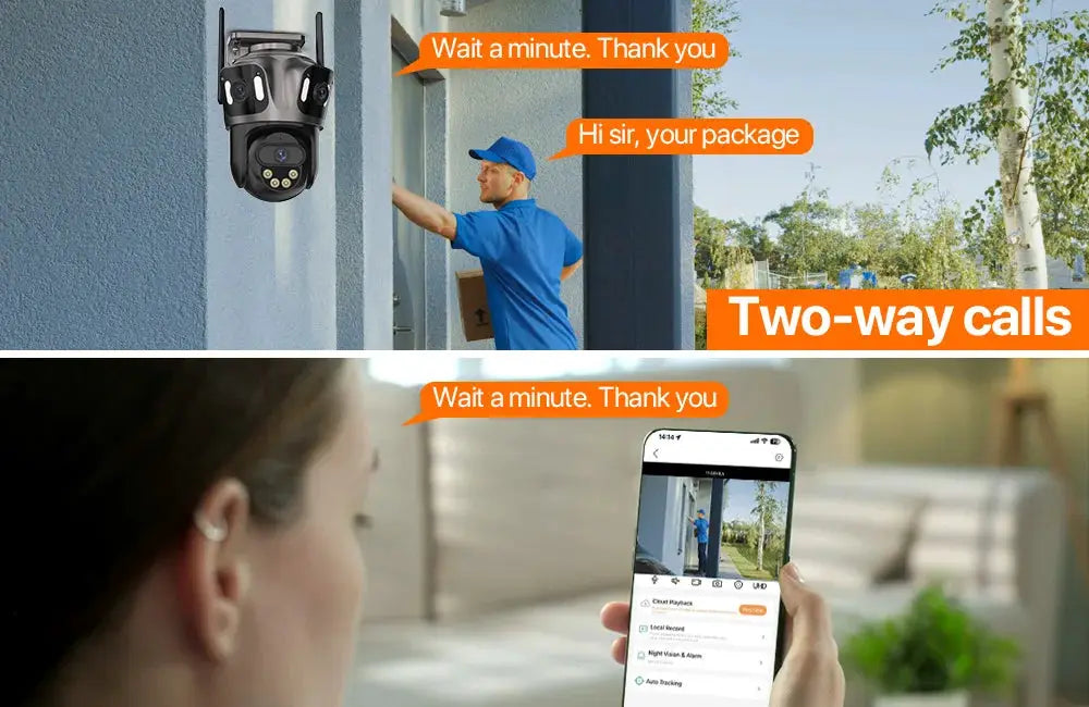 WONSDAR Three Screen WIFI IP Camera Outdoor - Dual Lens AI Human Detection Hooks by stepyours.com
