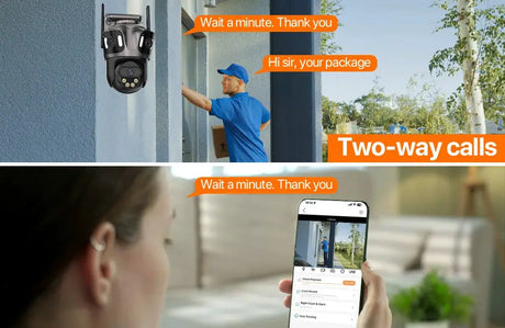 WONSDAR Three Screen WIFI IP Camera Outdoor - Dual Lens AI Human Detection Hooks by stepyours.com