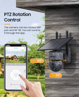 INQMEGA Solar Powered PTZ Camera 5MP 4MP WiFi 4G CCTV With Two Way Audio - stepyours.com