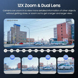 Shiwojia 6MP Solar Camera With 4G Sim Card Outdoor 12X Zoom