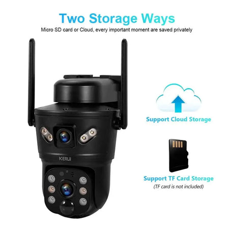 KERUI Outdoor Solar - Powered Dual - Lens Security Camera - 6MP 4G WiFi CCTV - stepyours.com