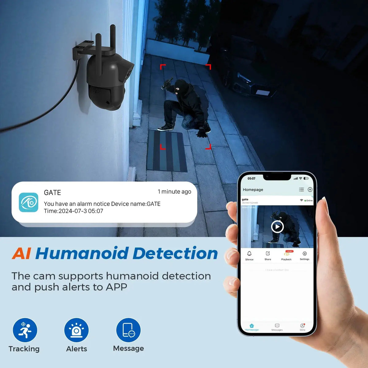 BESDER 5K 10MP WiFi PTZ Outdoor AI Human Detection CCTV Camera 4K IP66 - stepyours.com