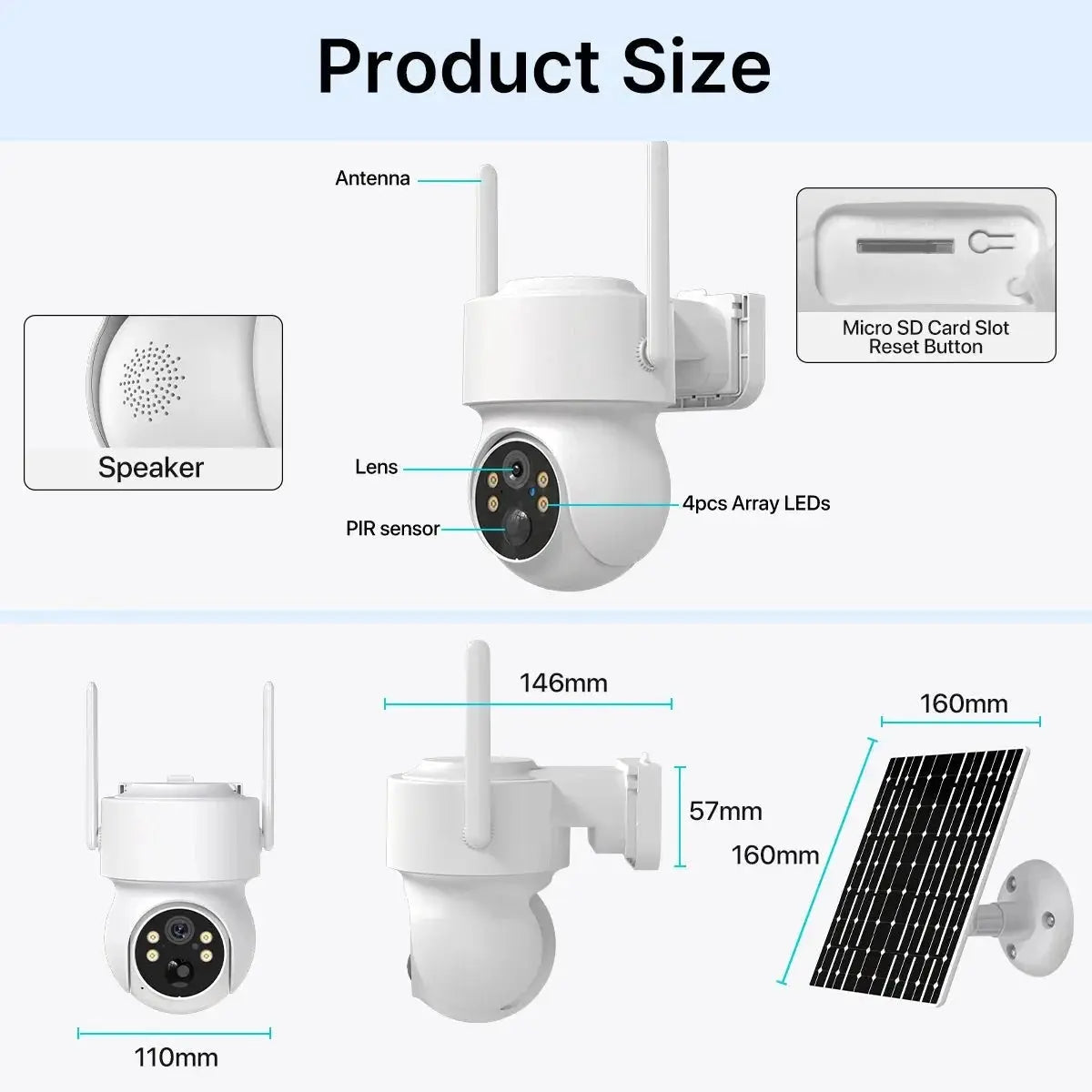 WiFi PTZ Solar Outdoor Camera 3MP 355 Pan 90 Tilt With iCsee App - stepyours.com