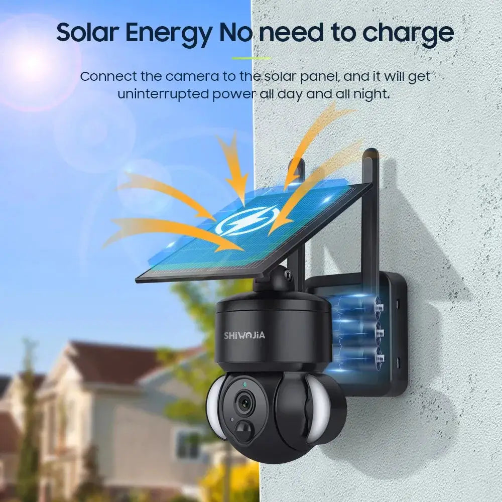 SHIWOJIA Mini Solar Camera 4G Wifi PTZ 3MP 4X Zoom - Tredruns