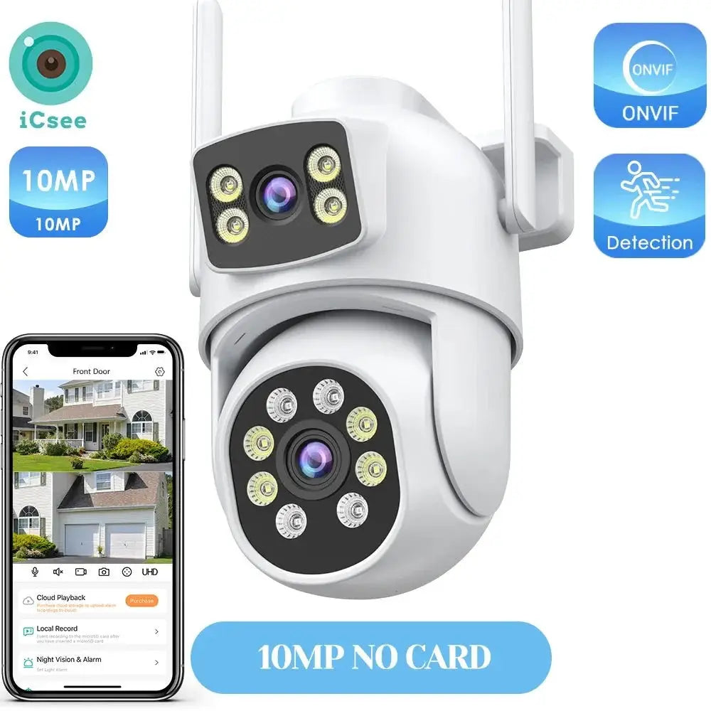 12MP Outdoor WiFi Camera - With 3 Lens PTZ AI Tracking For ICSEE App - stepyours.com
