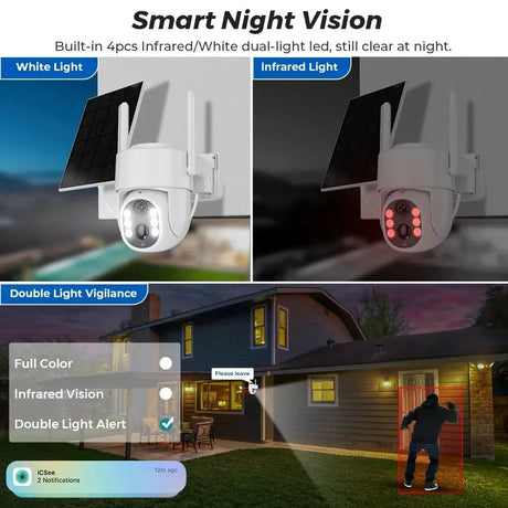 Abuntu 5MP Solar Outdoor Camera - Wireless WiFi with 7800mAh Battery Hooks - stepyours.com