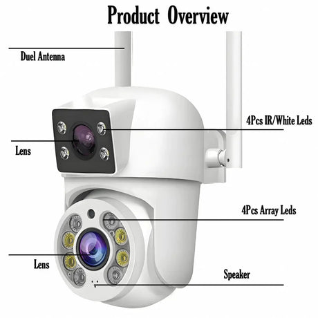 Tuya 8MP WiFi IP Camera PTZ Dual Lens Dual Screen Color Night Vision AI Alerts - stepyours.com