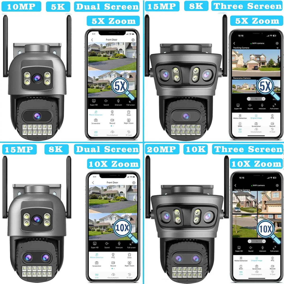 20MP Outdoors WiFi PTZ Security Camera - AI Human Detection and 10X Zoom Hooks by stepyours.com