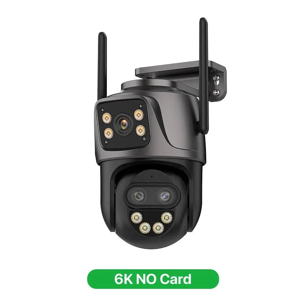 6K 9MP Outdoor Tri - Lens WiFi IP Camera - Auto Tracking And Dual Screen - stepyours.com