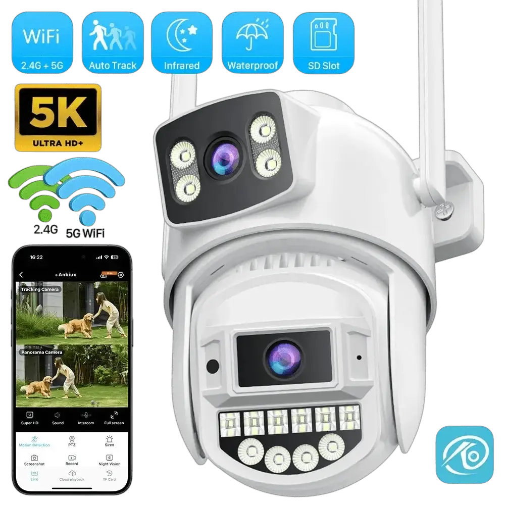8MP 4K PTZ WiFi Camera - Dual Lens With Dual Screen AI Tracking Surveillance - stepyours.com
