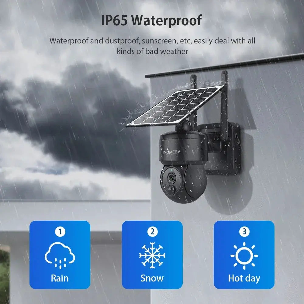 INQMEGA 3MP HD Outdoor Wifi 4G Mini Solar Battery PTZ Camera
