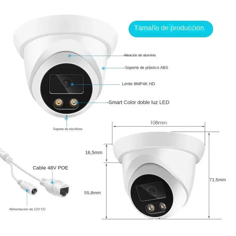 New 4K 8MP IP Camera AI Color Night Vision Outdoor PoE Surveillance Hooks - stepyours.com