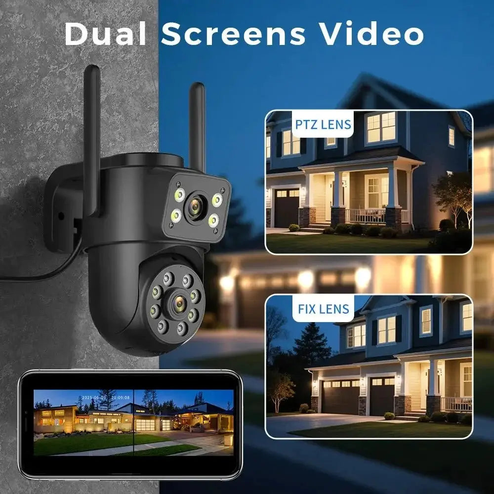 Abuntu Outdoor WiFi Camera - 8MP 4K Dual Lens With AI Human Detection Hooks - stepyours.com