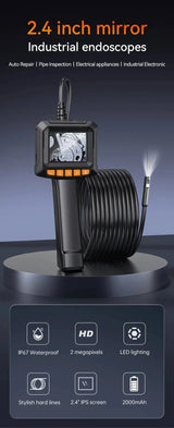 Industrial Endoscope Camera 2.4 Inch IPS LCD 1080P IP67 Waterproof Borescope - stepyours.com
