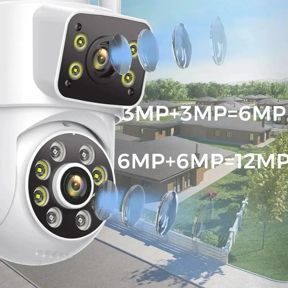 Outdoor Wireless Security IP Camera 6K 12MP Dual Lens PTZ Smart Tracking - stepyours.com