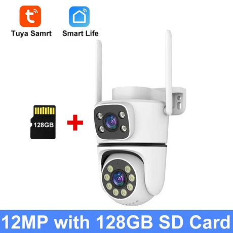 NovoLumen Tuya HD Dual Lens 5G WiFi PTZ Outdoor IP Camera Color Night Vision - stepyours.com