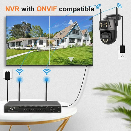 IP Camera 6K 9MP WiFi Outdoor Camera - 3 Lens Dual Screen PTZ With 8x Zoom - stepyours.com