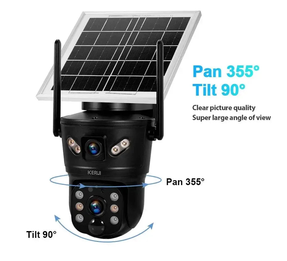 KERUI Outdoor Solar - Powered Dual - Lens Security Camera - 6MP 4G WiFi CCTV - stepyours.com
