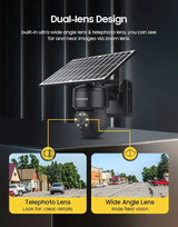 Shiwojia 4G Sim Solar Camera With WiFi 6W Dual Lens 12X Zoom